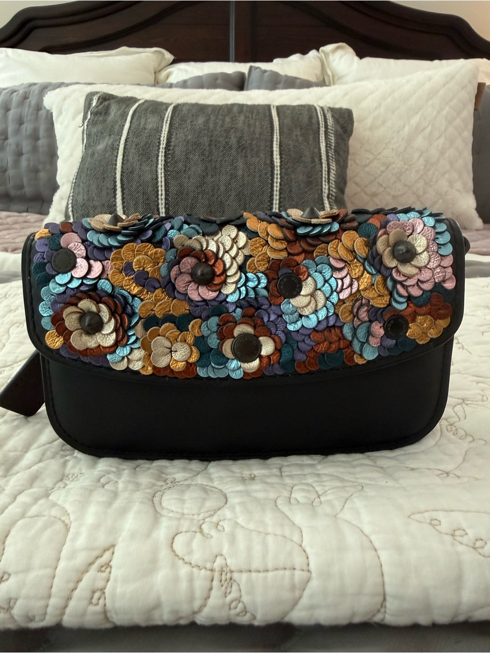 NWT Coach 1941 Wristlet Tea Rose Black